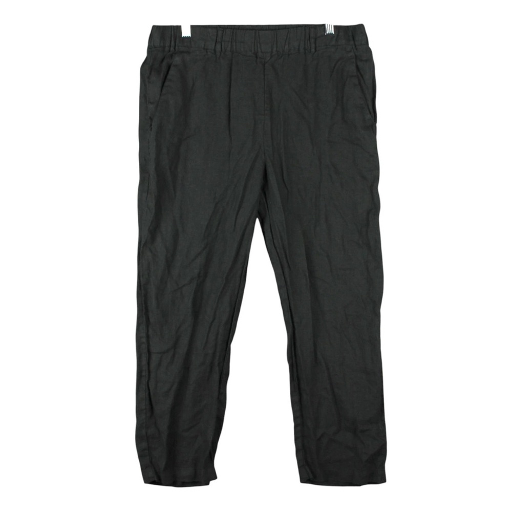 Quince 100% Linen Cropped Straight Leg Pants Womens Medium 32x26 Black Casual - Picture 1 of 10